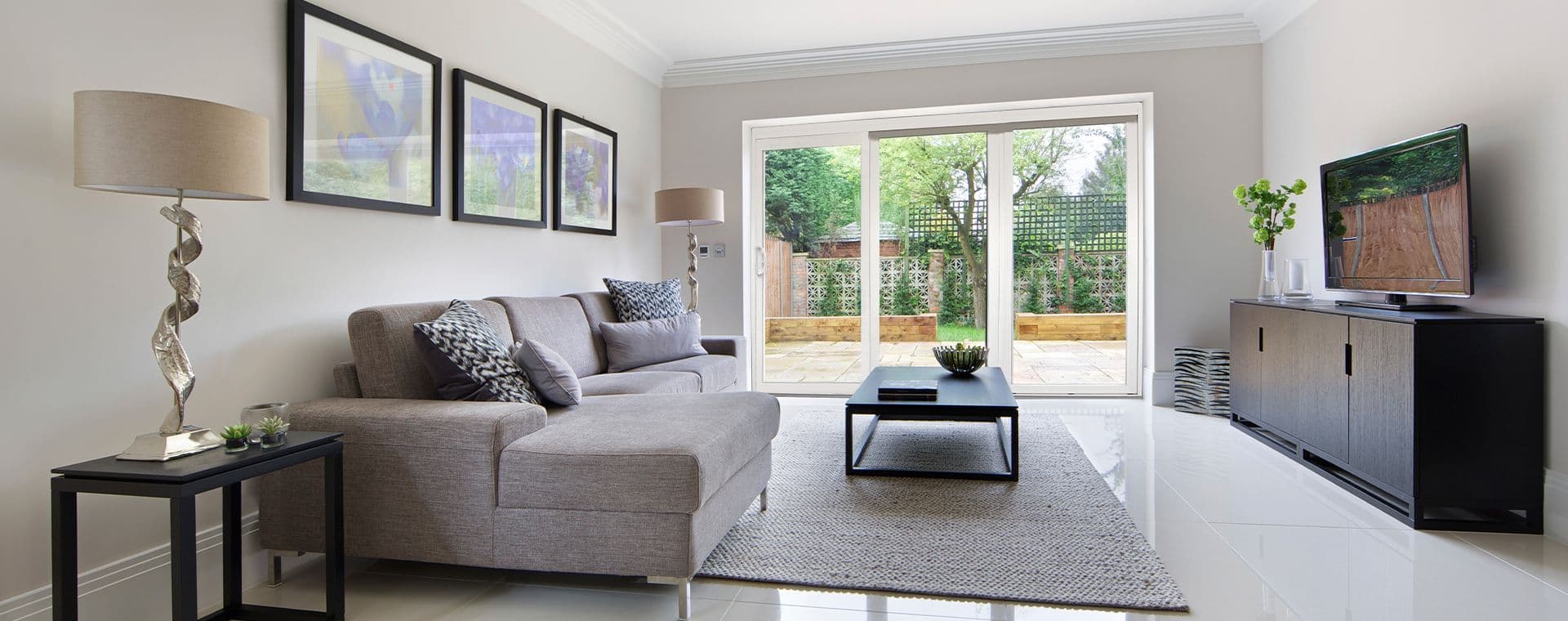 white patio door with large glass