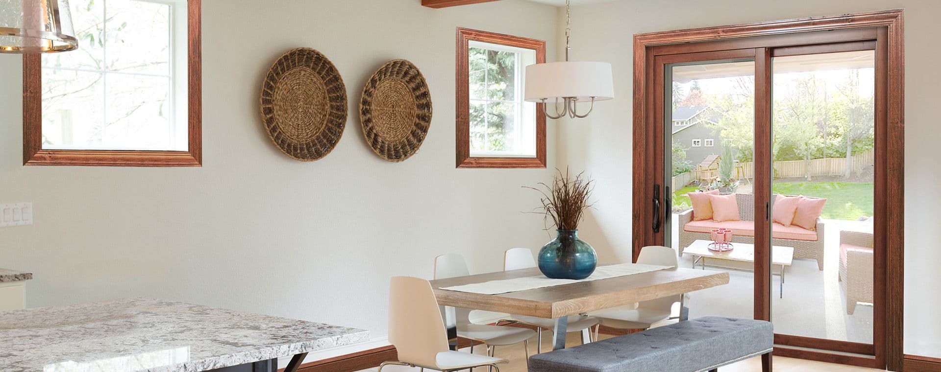 kitchen area with glass patio doors