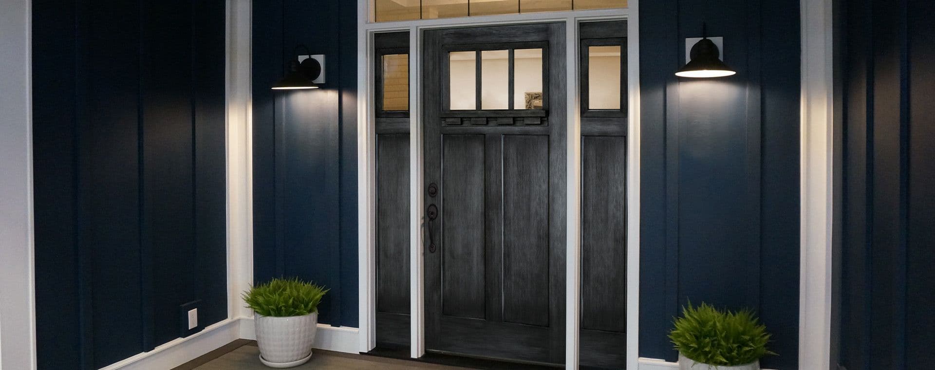 black door with white trim